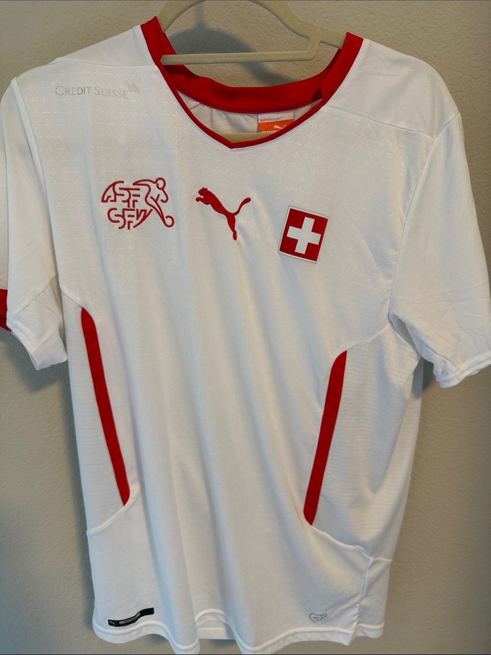 Puma Men’s Switzerland Football Jersey — White with Red Accents